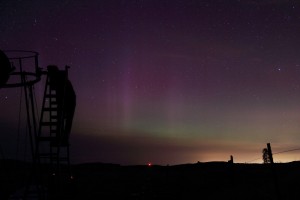 Mike checking M15 through Hercules with Aurora background  